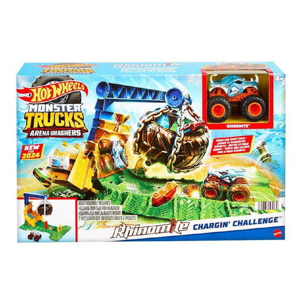 Hot Wheels Monster Trucks Rhinomite Chargin Challenge Playset