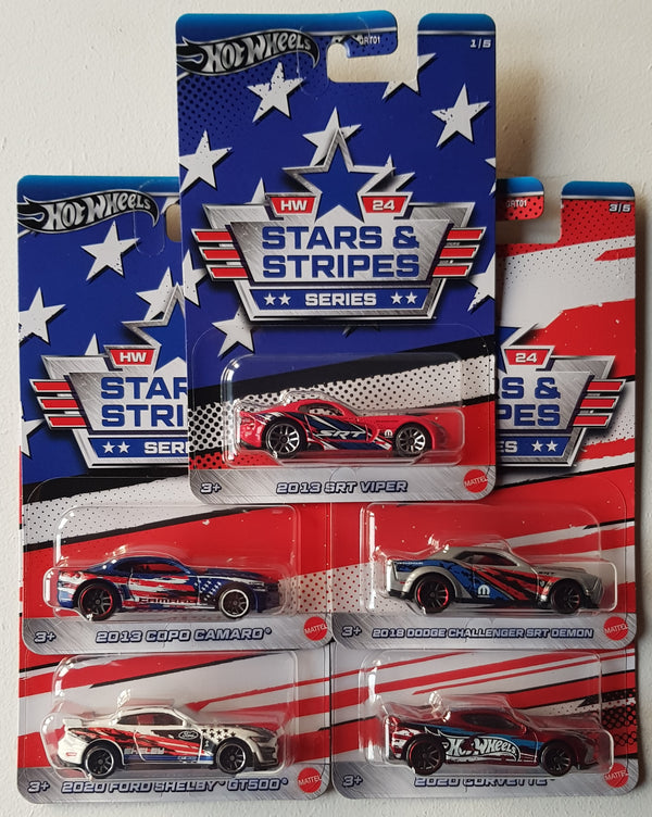 Hot Wheels - Stars & Stripes (2024) Set of 5 Cars GRT01-956H