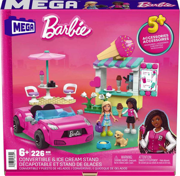 MEGA Barbie Car Building Toys Playset, Convertible & Ice Cream Stand