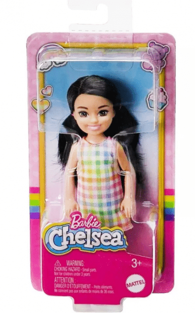 Barbie Chelsea Mini Doll Rainbown Plaid Dress