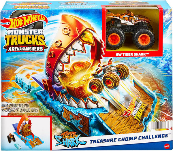 Hot Wheels Monster Trucks Shark Treasure Chomp Challenge Playset